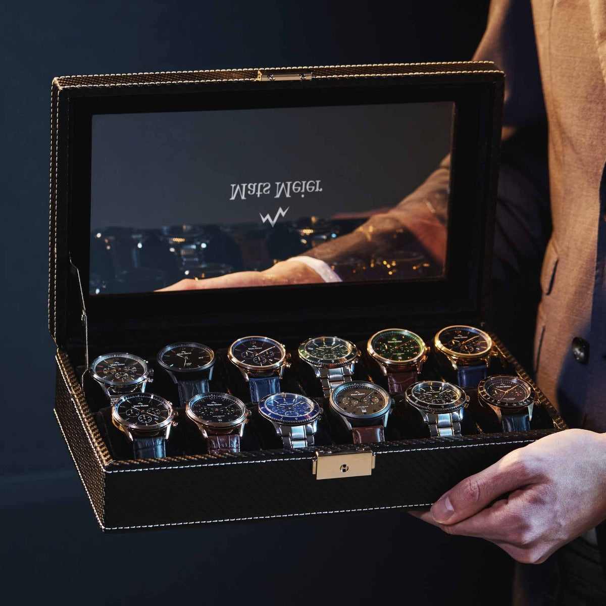Mats Meier Mont Fort Black Watchbox voor 12 Watchs