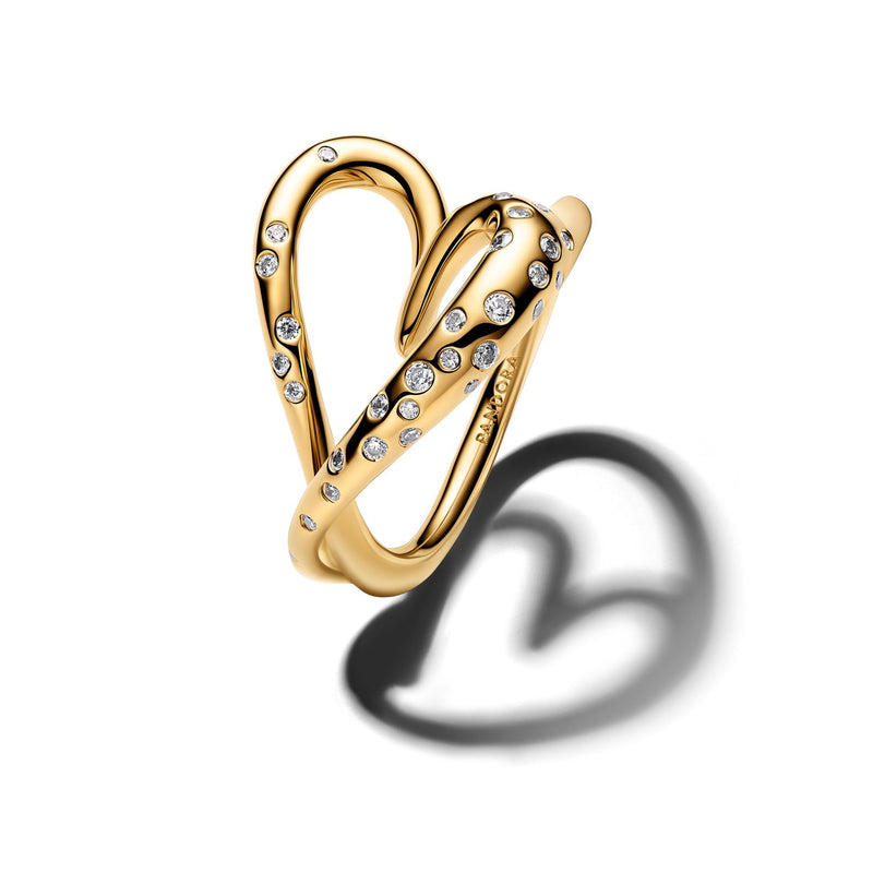 Pandora Essence Vergoldeter Organisch Geformter Stone-Set Herzring 164675C01-zoom-