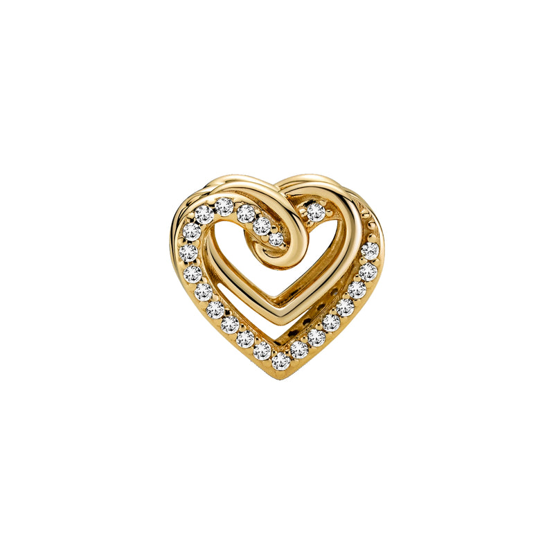 Pandora Moments Goldfarbene Entwined Hearts Charm mit 585er Golden Plattierung 769270C01-zoom-
