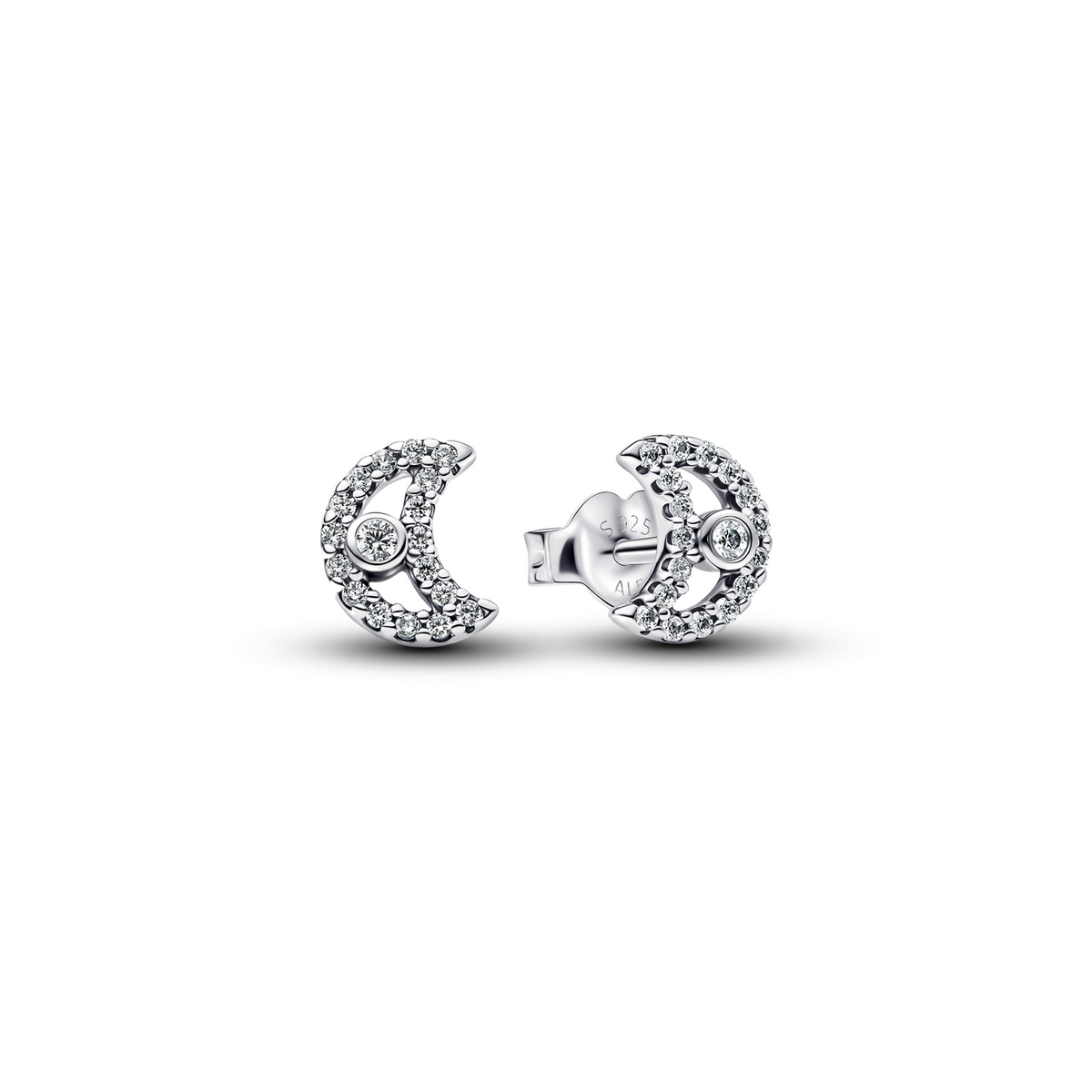 Pandora Moments 925 Sterling Silver Sparkling Moon Stud Earrings 294257C01