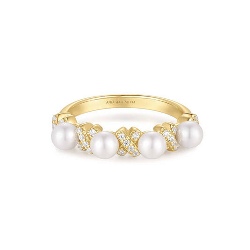 Ania Haie Reimaginer Gold Coloured Sparkling Shell Pearl Ring AH-R069-02G-58-zoom-