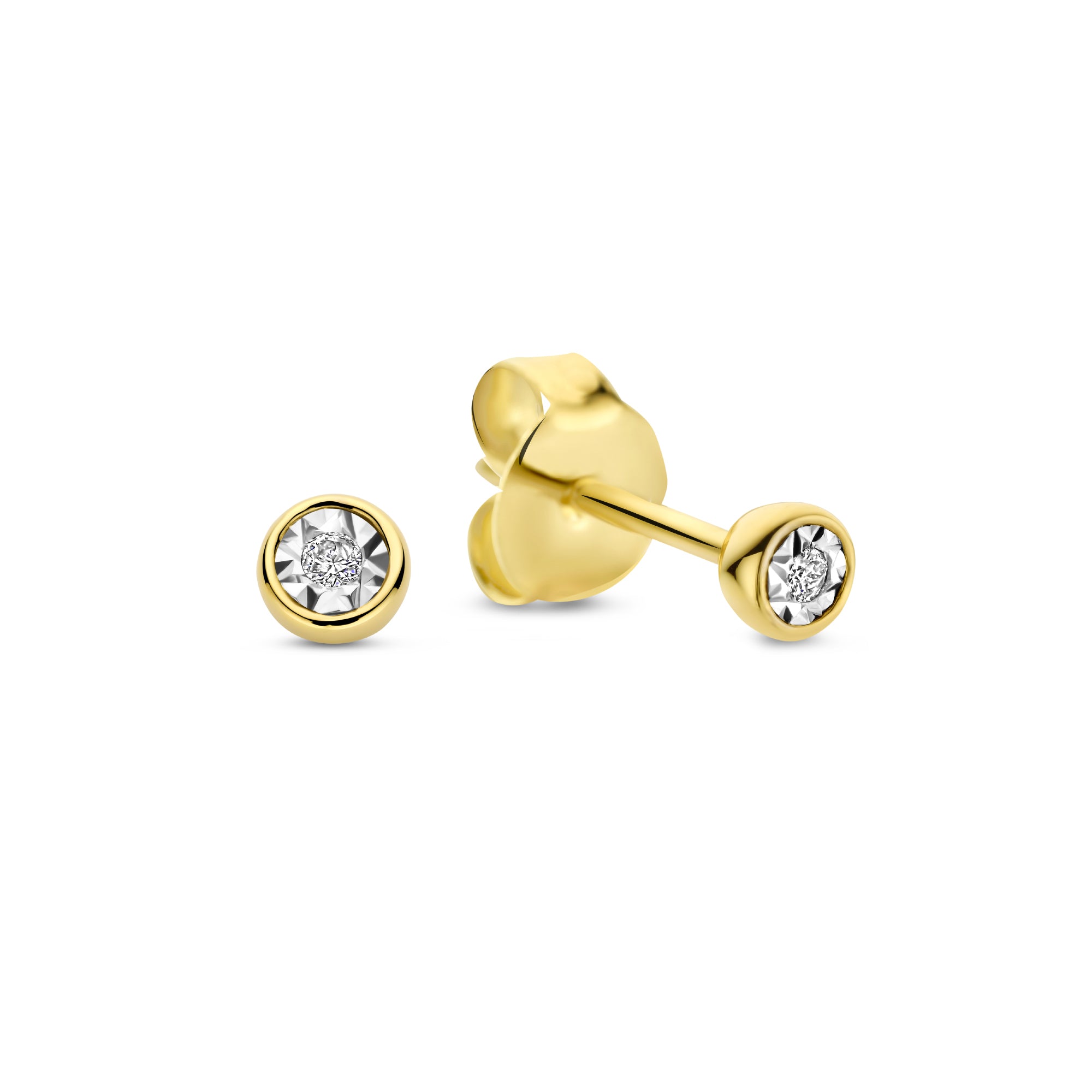 Isabel Bernard De La Paix Inaya 14 Carat Golden Ear Studs | diamond 0.02 ct | IBD360024