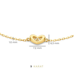 Beloro Jewels Regalo d'Amore 9 karat gold bracelet and ear studs gift set with heart BO90054