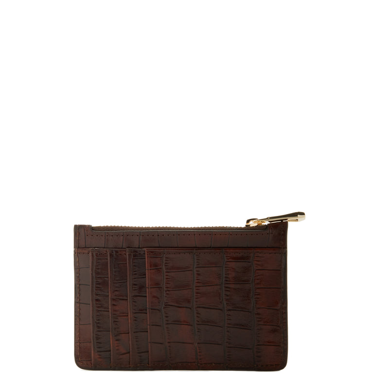 Isabel Bernard Honoré Aveline Kroko Braunes Leder Damen Kartenhalter aus Kalbsleder IB27019-zoom-