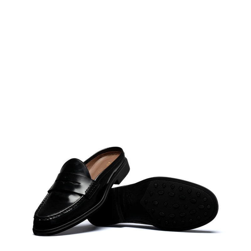 Isabel Bernard Vendôme Blandine schwarze Spazzolato-Leder-Pantoletten IB51016-601-35-zoom-