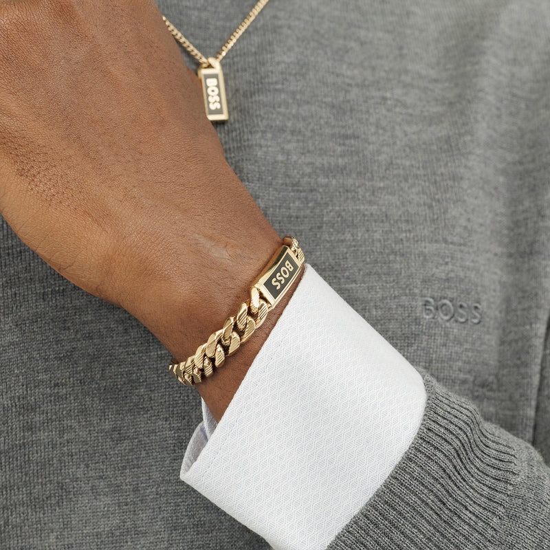 Hugo Boss Kassy Emblem Goldfarbenes Armband HBJ1580680M-zoom-