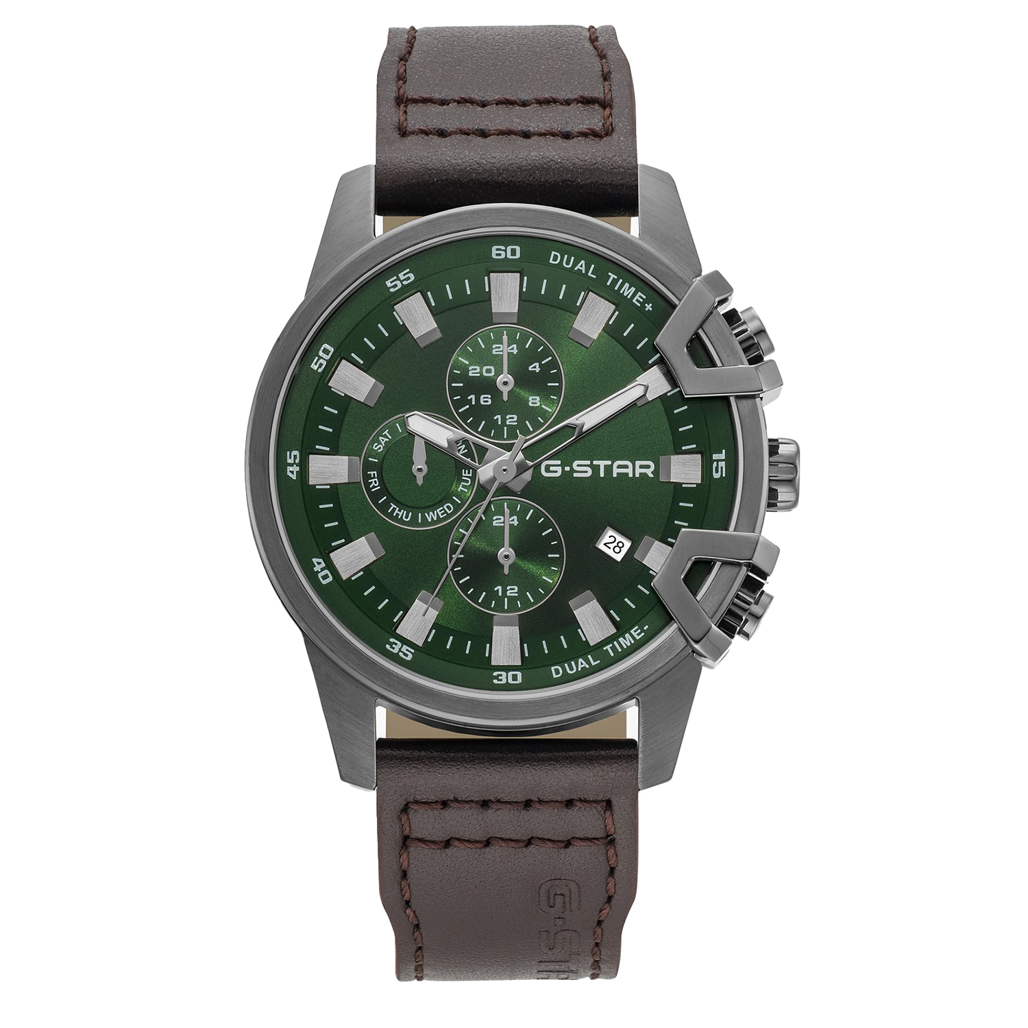 G-STAR Bend3D Green Men's Watch with Brown Leather Strap GSW.505.03