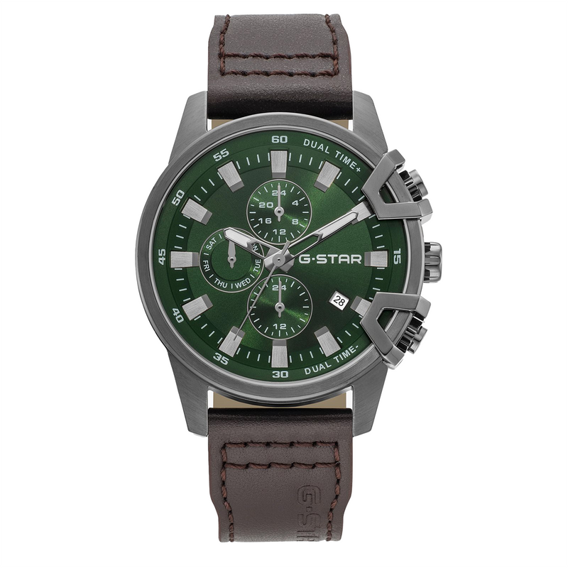 G-STAR Bend3D Grüne Herrenuhr mit braunem Lederarmband GSW.505.03-zoom-