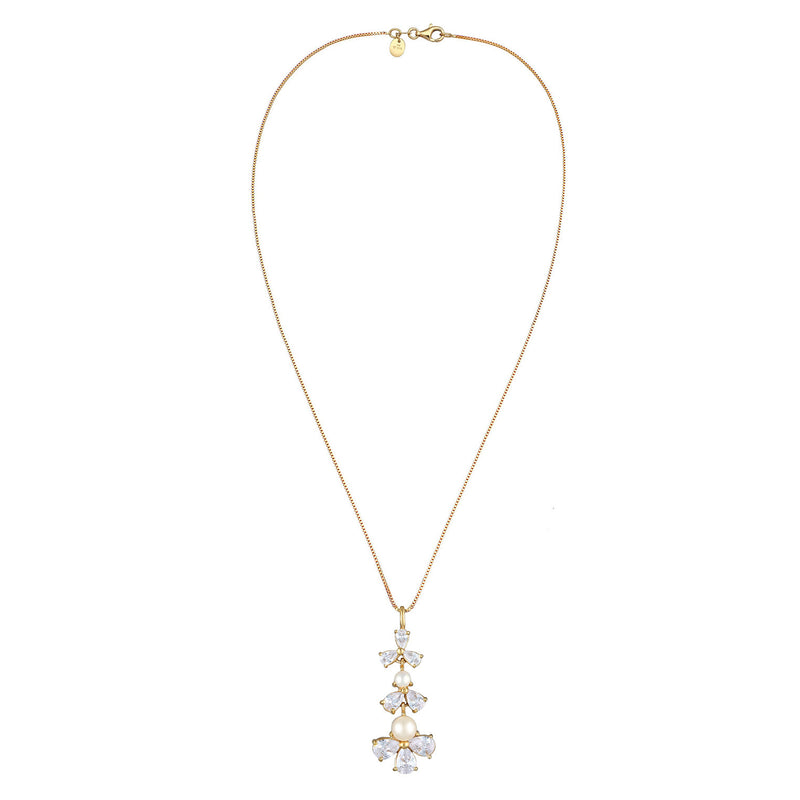 Elli 925 Sterling Silver Pearl Necklace Gold plated with Zirconia 2004-BF-0007961-001-zoom-