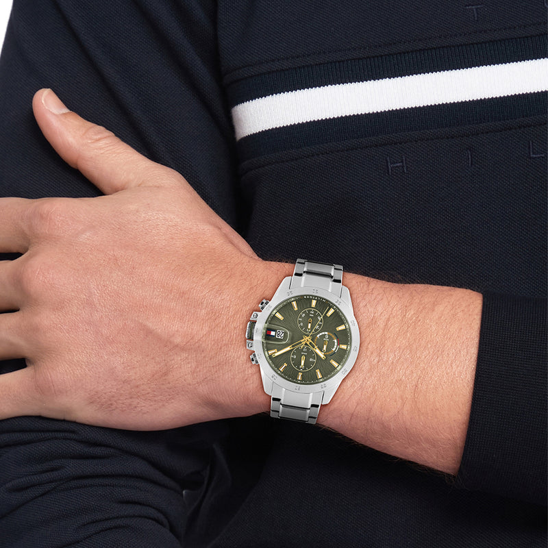 Tommy Hilfiger Jameson Silberne Und Grüne Herrenuhr TH1792197-zoom-
