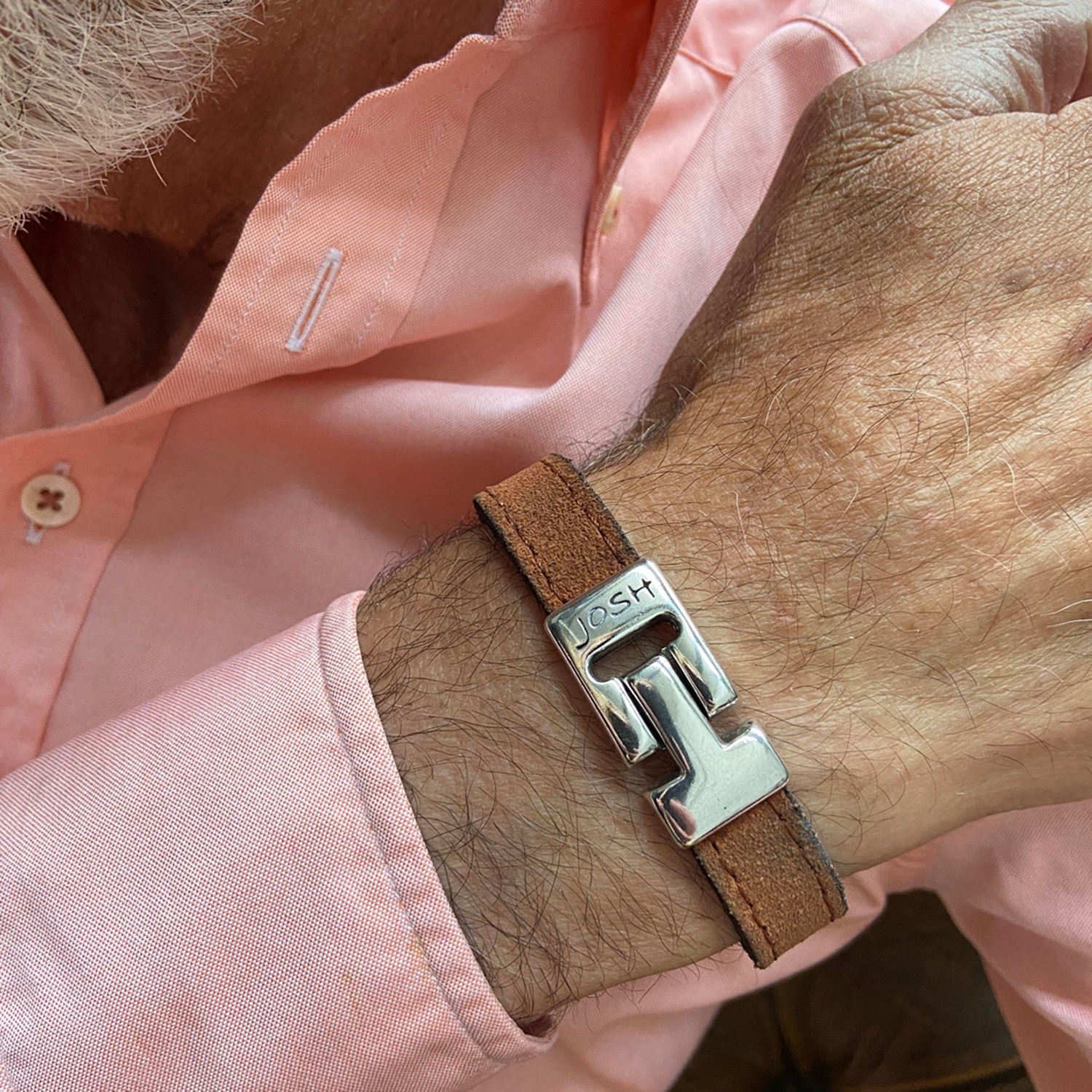 Josh Cognac Leather Bracelet 25037SL/CGNC/LME