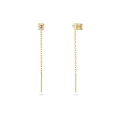 Jackie Gold Van Gogh 14 Karat Gold White Topaz Threater Studs JKE25.567