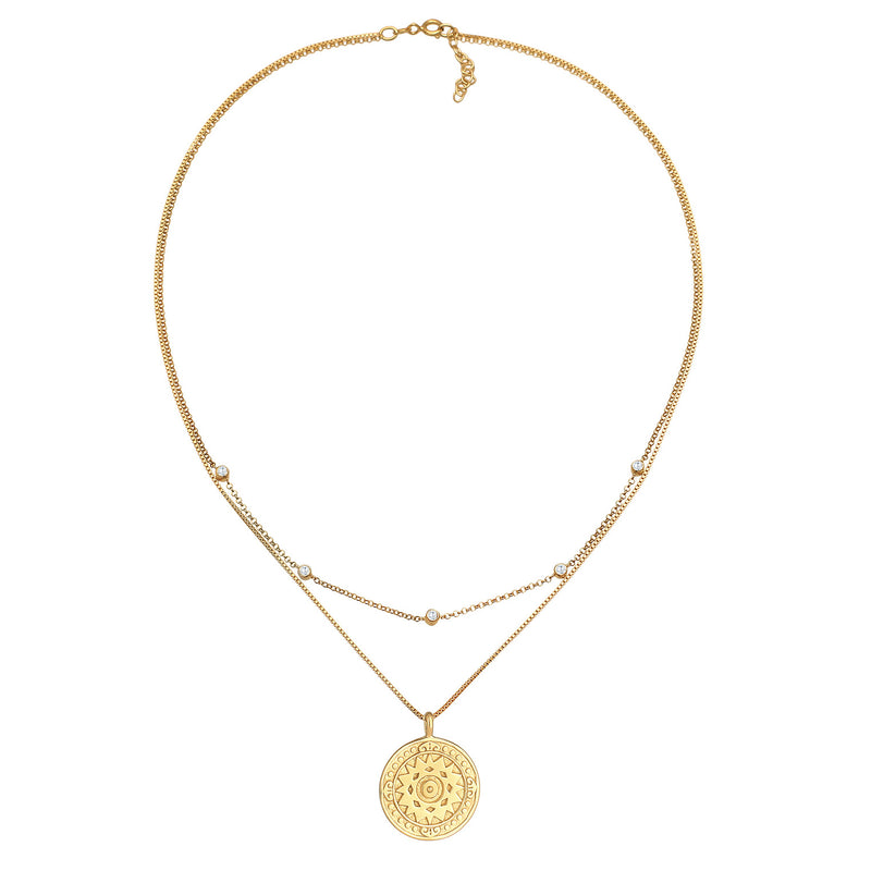 Elli 925 Sterling Silver Layered Coin Necklace with Zirconia 2004-BF-0008196-001-zoom-