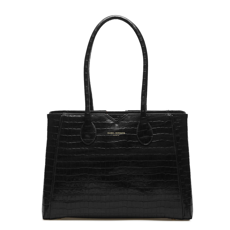 Isabel Bernard Honoré Cloe Kroko Schwarze Handtasche IB25007-zoom-