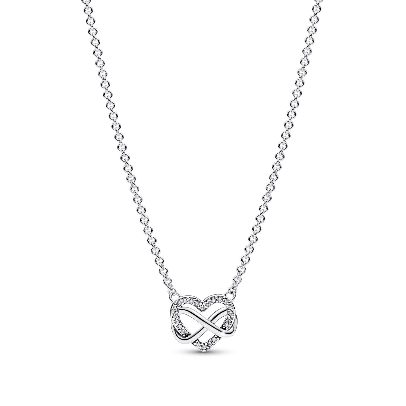 Pandora Moments 925 Sterling Silver Sparkling Infinity Heart Necklace 392666C01-50