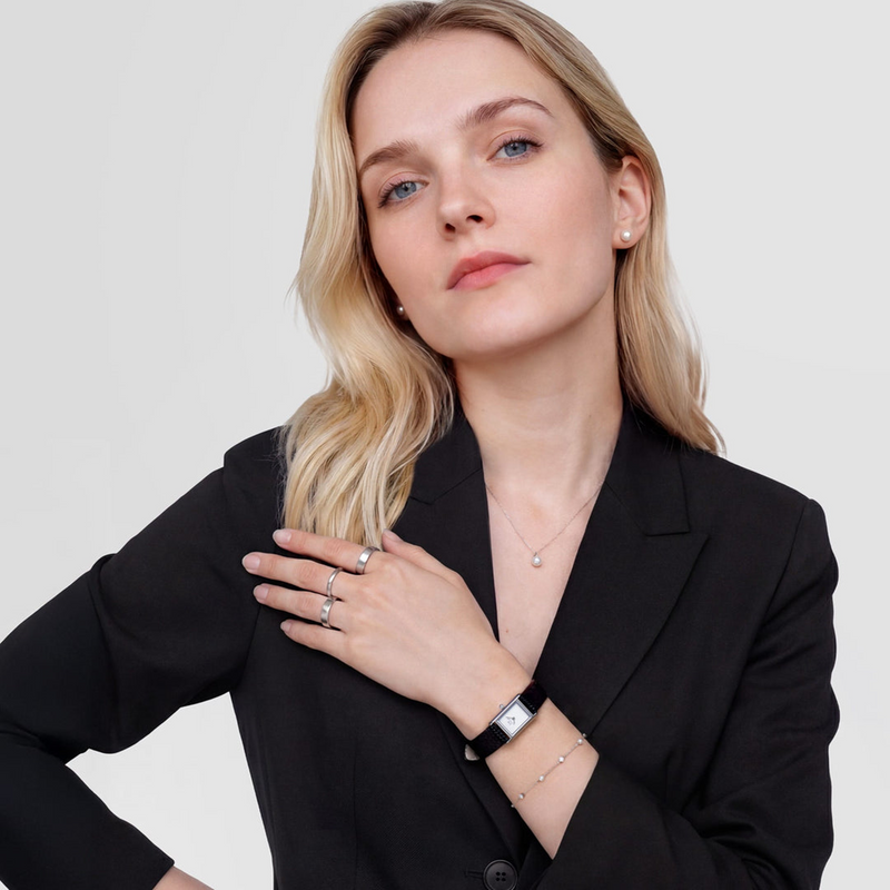 Daniel Wellington Bound Mini Black Lizard Silber Damen Uhr DW00100901-zoom-