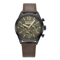 G-STAR Originals Black Steel Men's Watch with Brown Leather Strap GSW.504.03