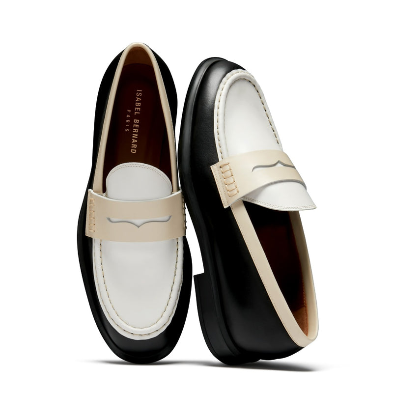 Isabel Bernard Vendôme Blandine Schwarz-Weiß Kalbsleder Loafers mit weißen Details IB51015-10170-36-zoom-