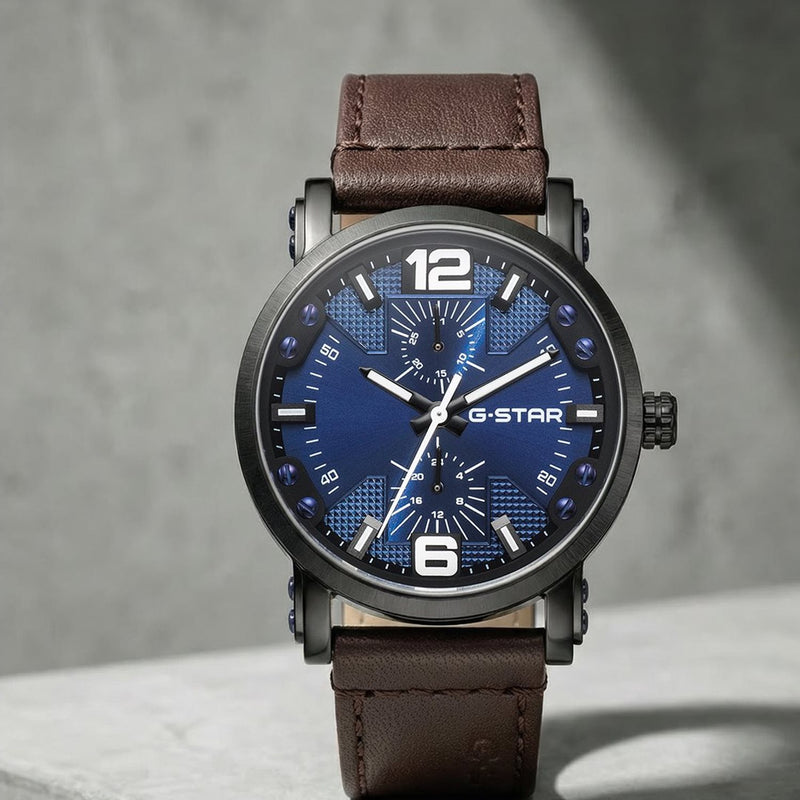 G-STAR Rovic Schwarze Herrenuhr mit blauem Zifferblatt GSW.509.04-zoom-