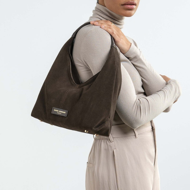 Isabel Bernard Honoré Grace Mini dunkelbraune Wildleder-Handtasche IB21132-131-zoom-