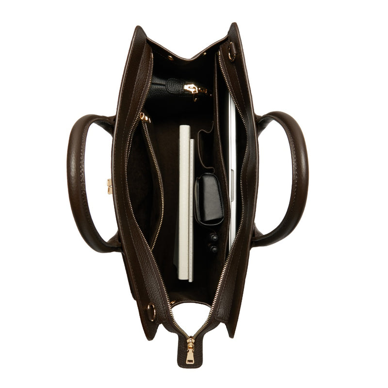 Isabel Bernard Honoré Nadine braune Kalbsleder Handtasche mit Laptopfach IB25087-zoom-