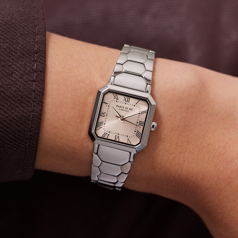 Parte di Me Orologio square ladies watch silver coloured and taupe PDM09028-zoom-