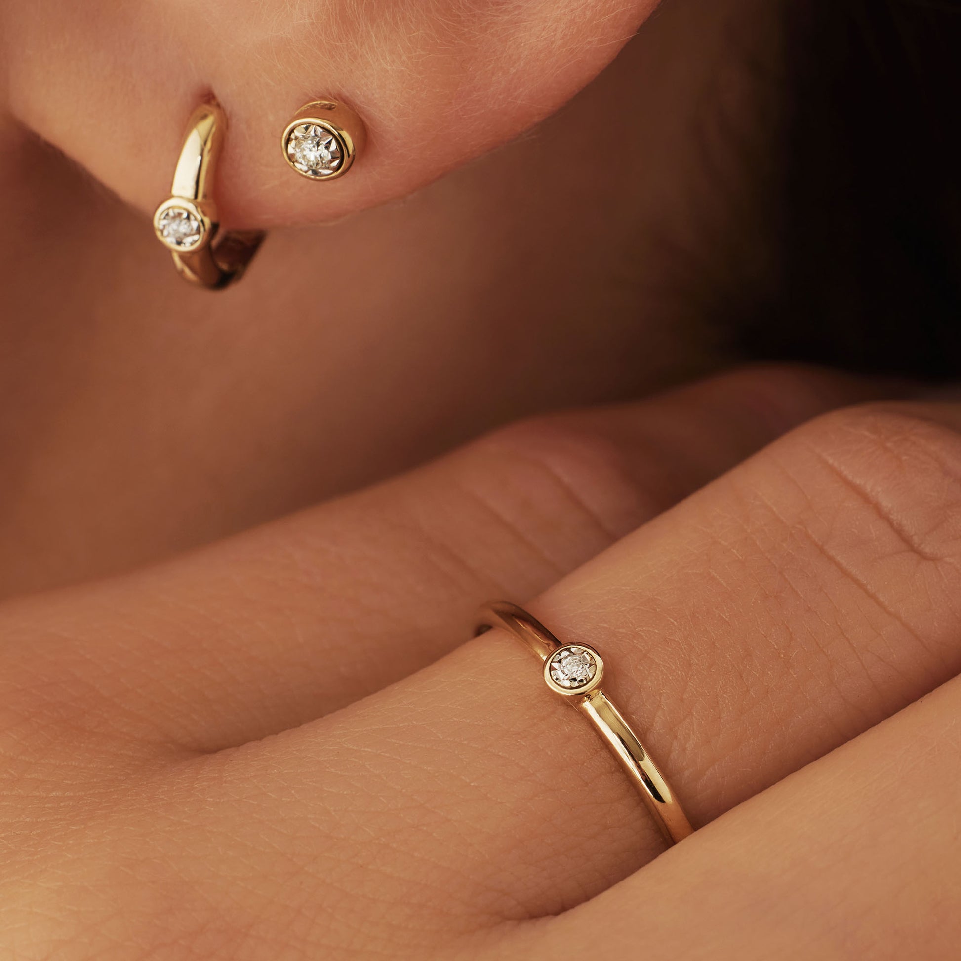 Isabel Bernard De La Paix Inaya 14 Carat Golden Ear Studs | diamond 0.04 ct | IBD360026