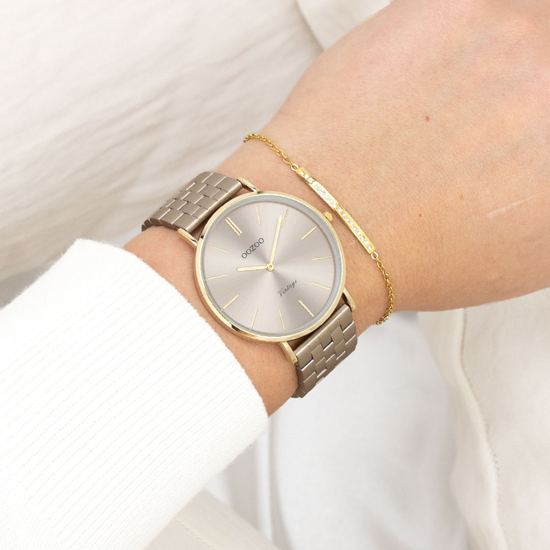OOZOO Vintage Damenuhr In Gold Und Taupe C20404-zoom-