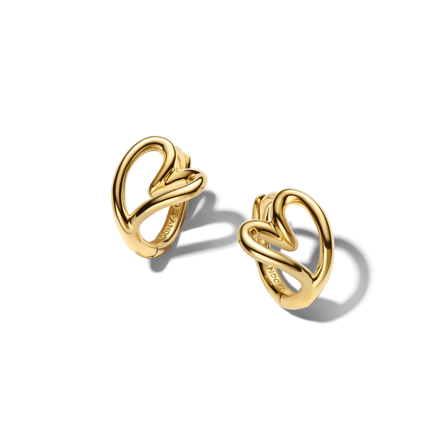 Pandora Essence Gold Plated Organically Shaped Small Heart Earrings 264359C00