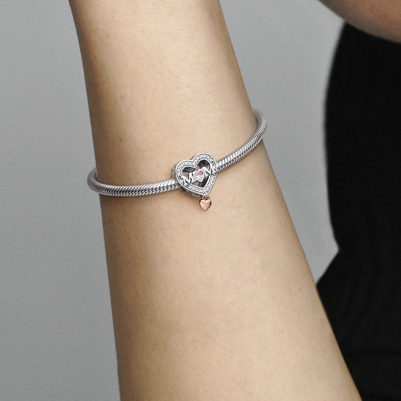 Pandora Moments 925 Sterling Silver Mum & Heart Charm 782653C01with14K RoseGold Plating