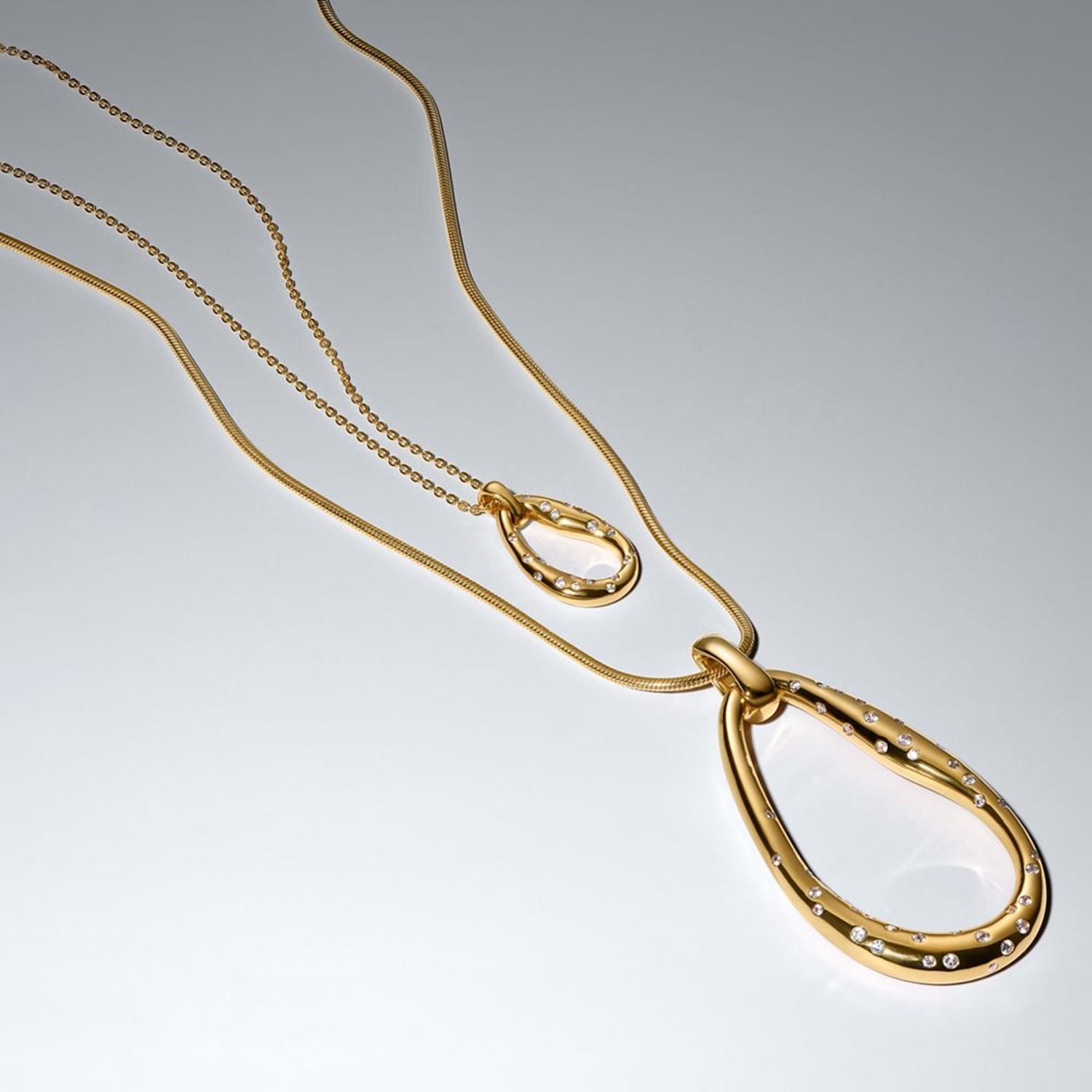 Pandora Essence Gold Plated Organically Shaped Stone-Set Pendant Necklace 364666C01-45