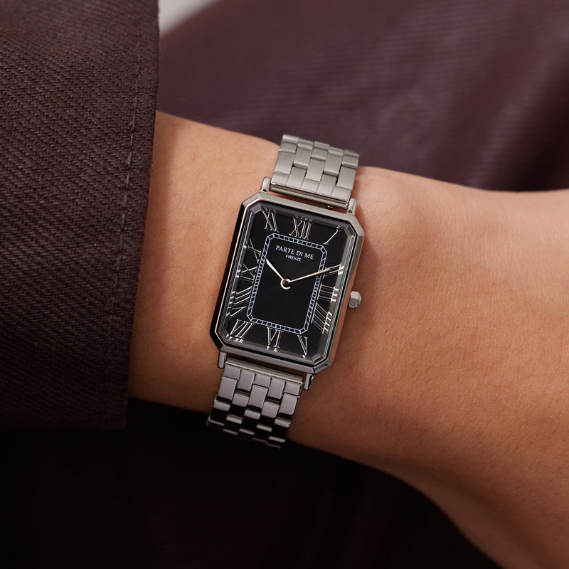 Parte di Me Orologio rectangular ladies watch silver coloured and black PDM09025-zoom-