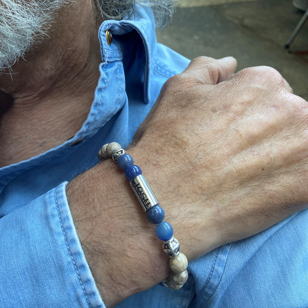 Josh Multi-coloured Natural Stone Bracelet 09329SL/TAAV/MED
