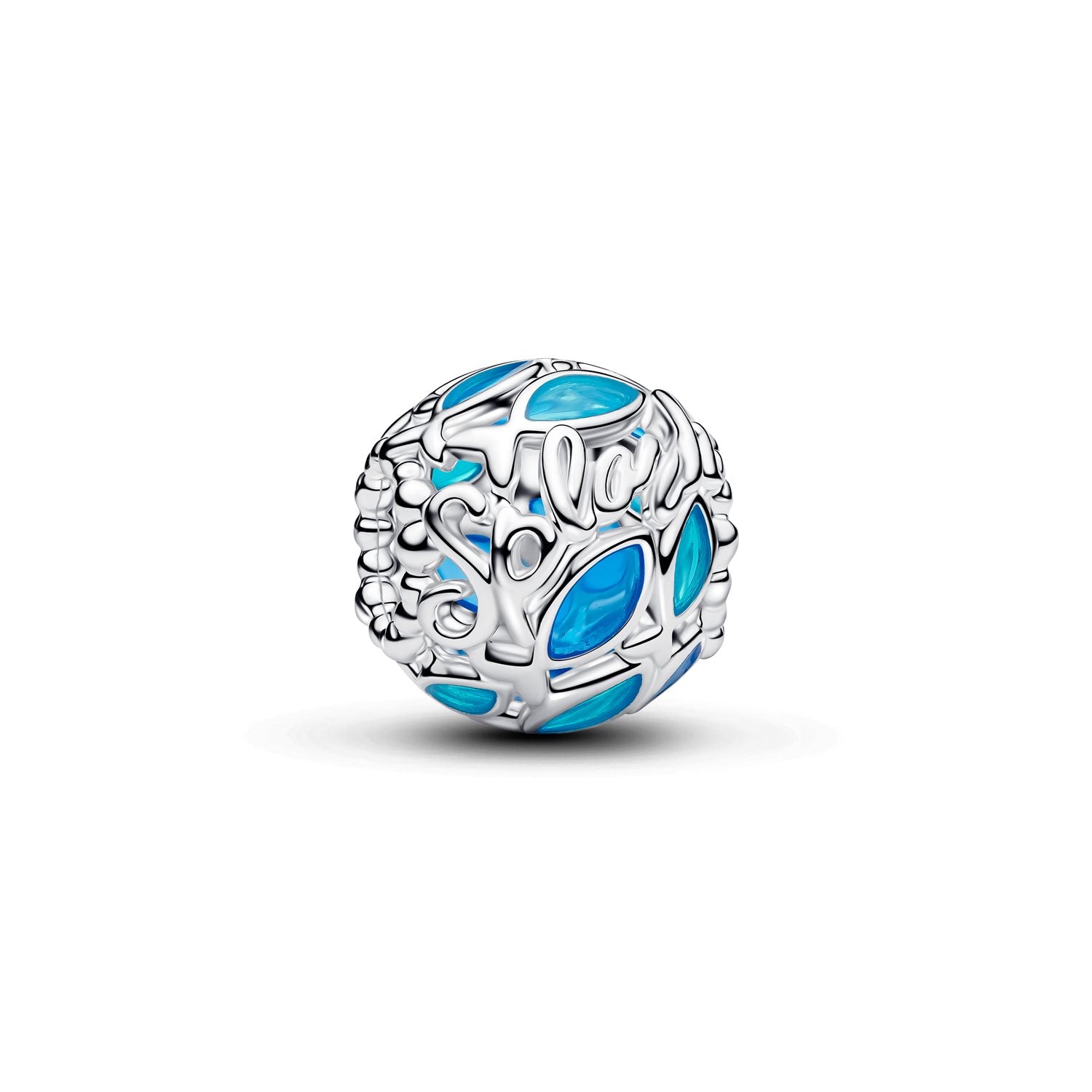 Pandora Moments 925 Sterling Silver Enamel Openwork Swimming Fish Charm 794699C01