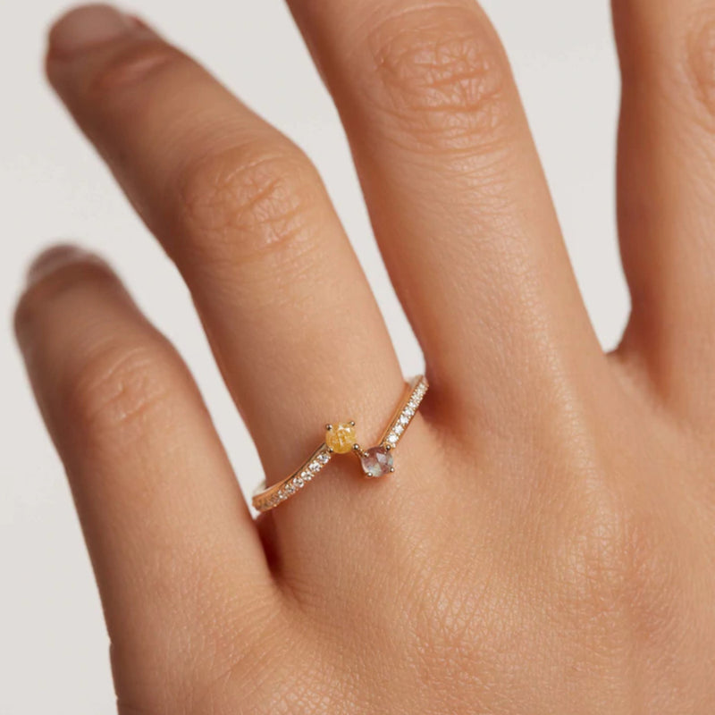 P D Paola Juno 925 Sterling Zilveren Goudkleurige Villa Ring met 18 Karaat Gouden Plating AN01-647-12-zoom-