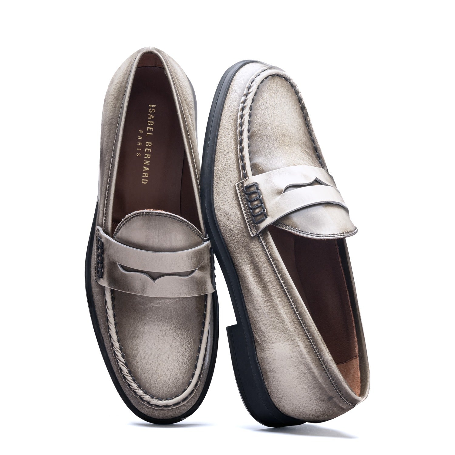 Isabel Bernard Vendôme Blandine cream spazzolato leather loafers IB51015-638-39