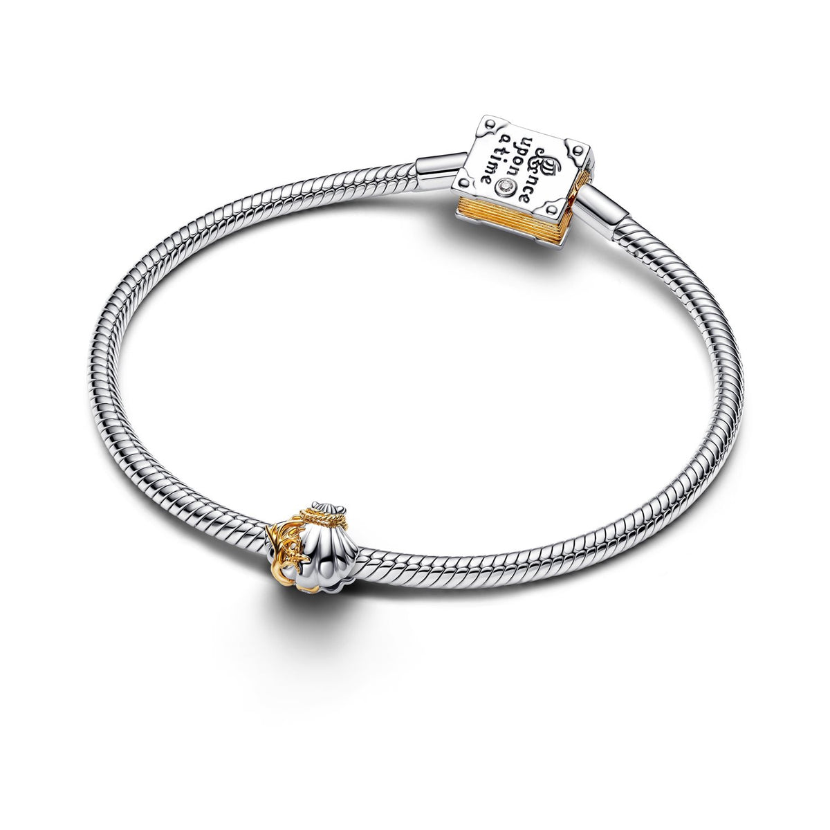 Pandora Disney Gold Plated 0.012 ct TW Lab-Grown Diamond Disney Princesses Ariel Shell Two-Tone Charm 764403C01