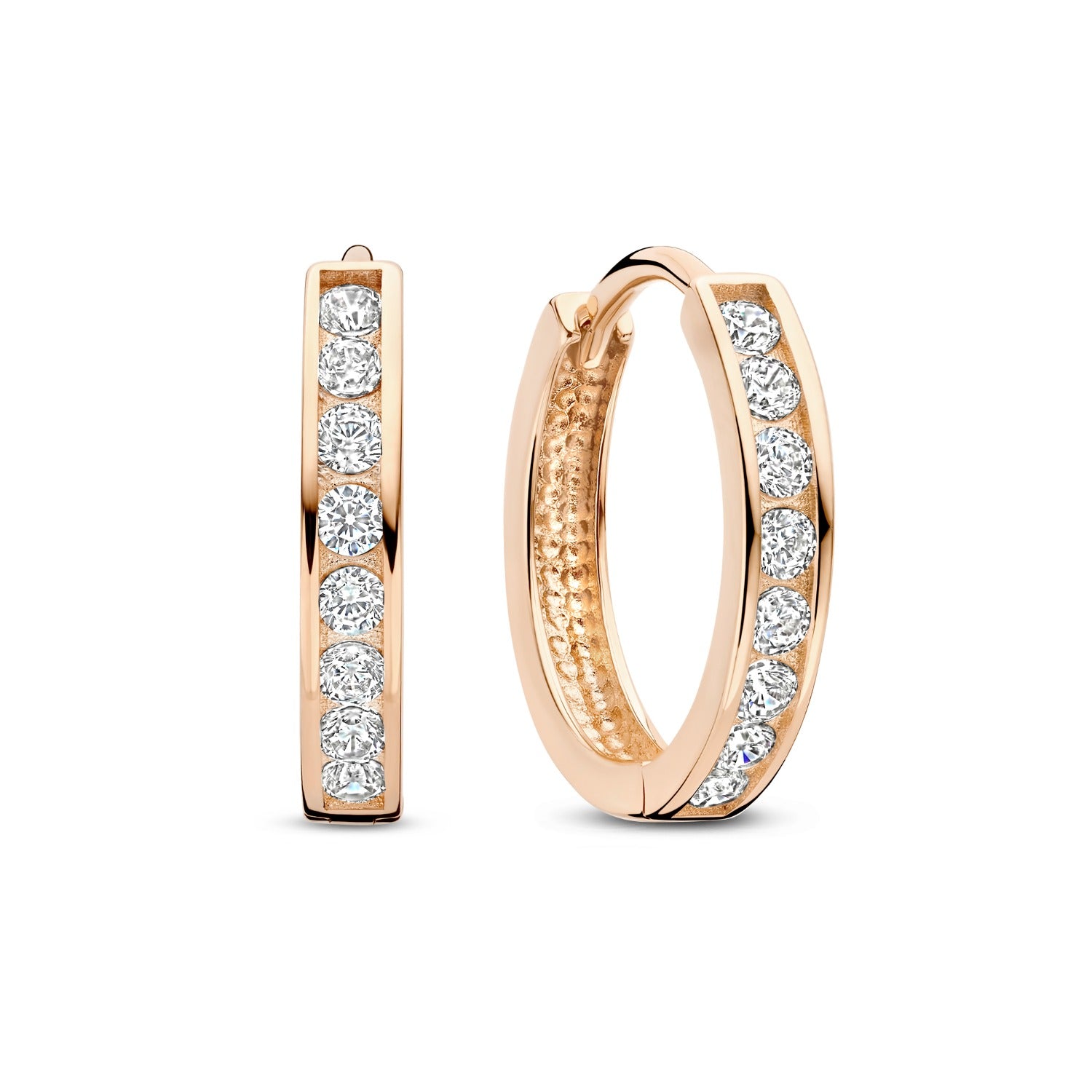 Isabel Bernard La Concorde Tiphaine 14 Carat Rosegolden Hoop EarringswithZirconia IB360095