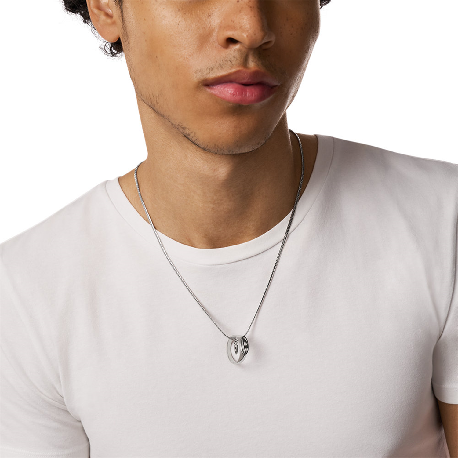 Diesel Oval D Logo Stainless Steel Necklace DX1644040