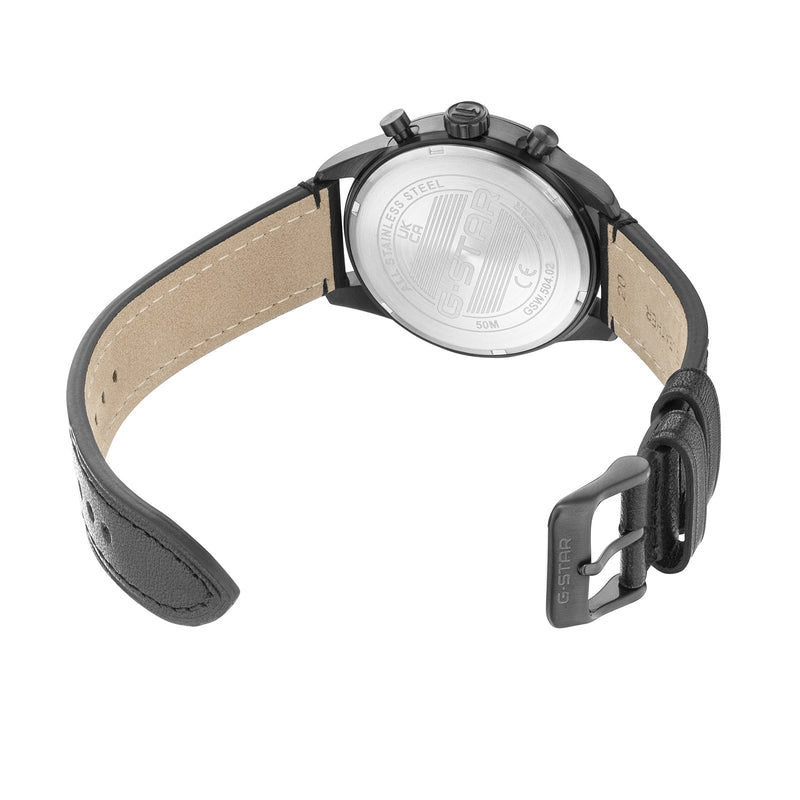 G-STAR Originals Schwarze Leder-Herrenuhr GSW.504.02-zoom-