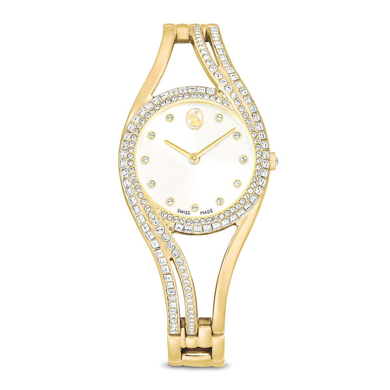 Swarovski Hyperbola Goldfarbene Uhr mit weißem Zifferblatt 5754534-zoom-