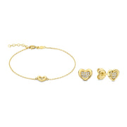 Beloro Jewels Regalo d'Amore 9 Karat Gold Armband und Ohrstecker Geschenkset mit Herz BO90054