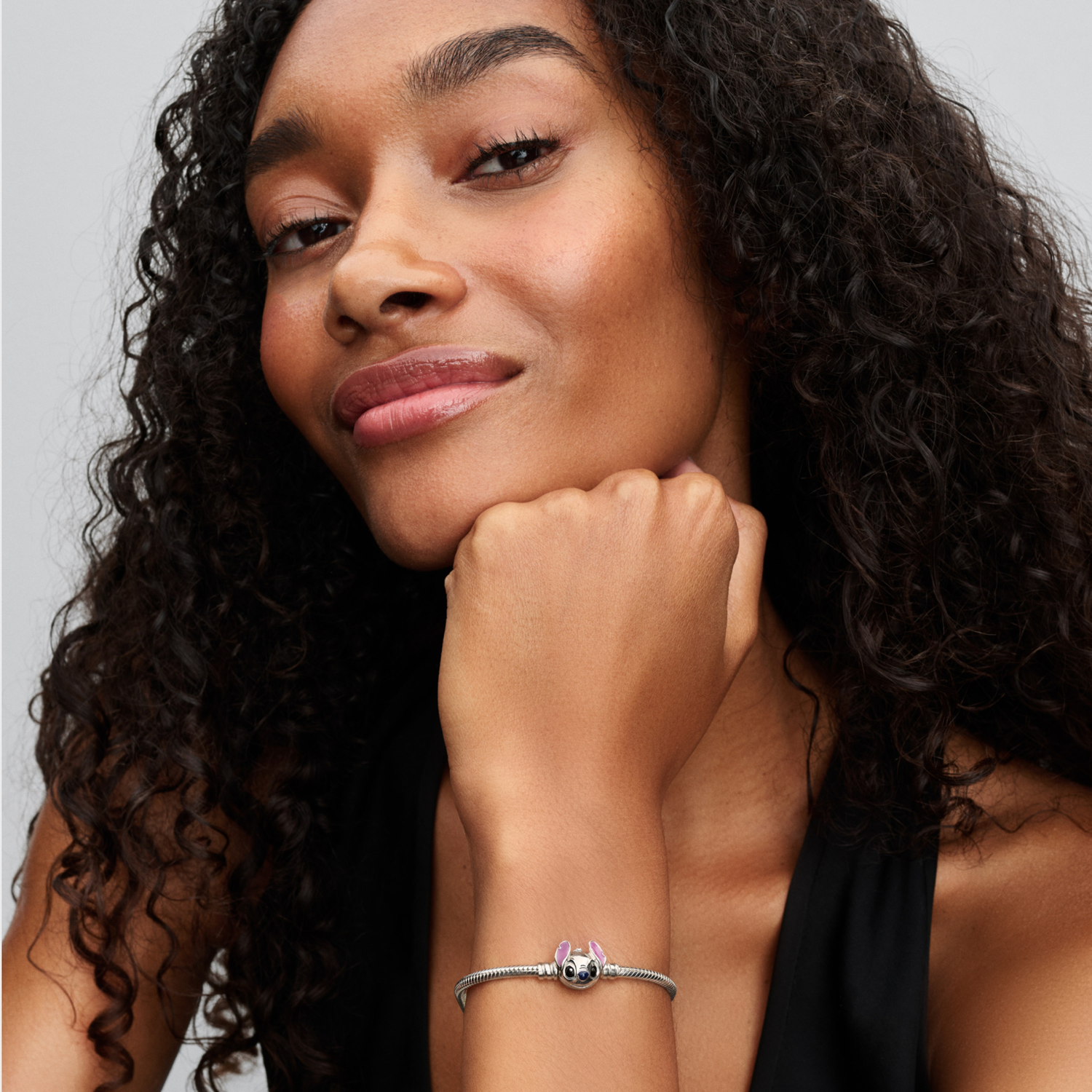 Pandora Collabs 925 Sterling Silver Disney Stitch Snake Chain Bracelet 593738C01-17