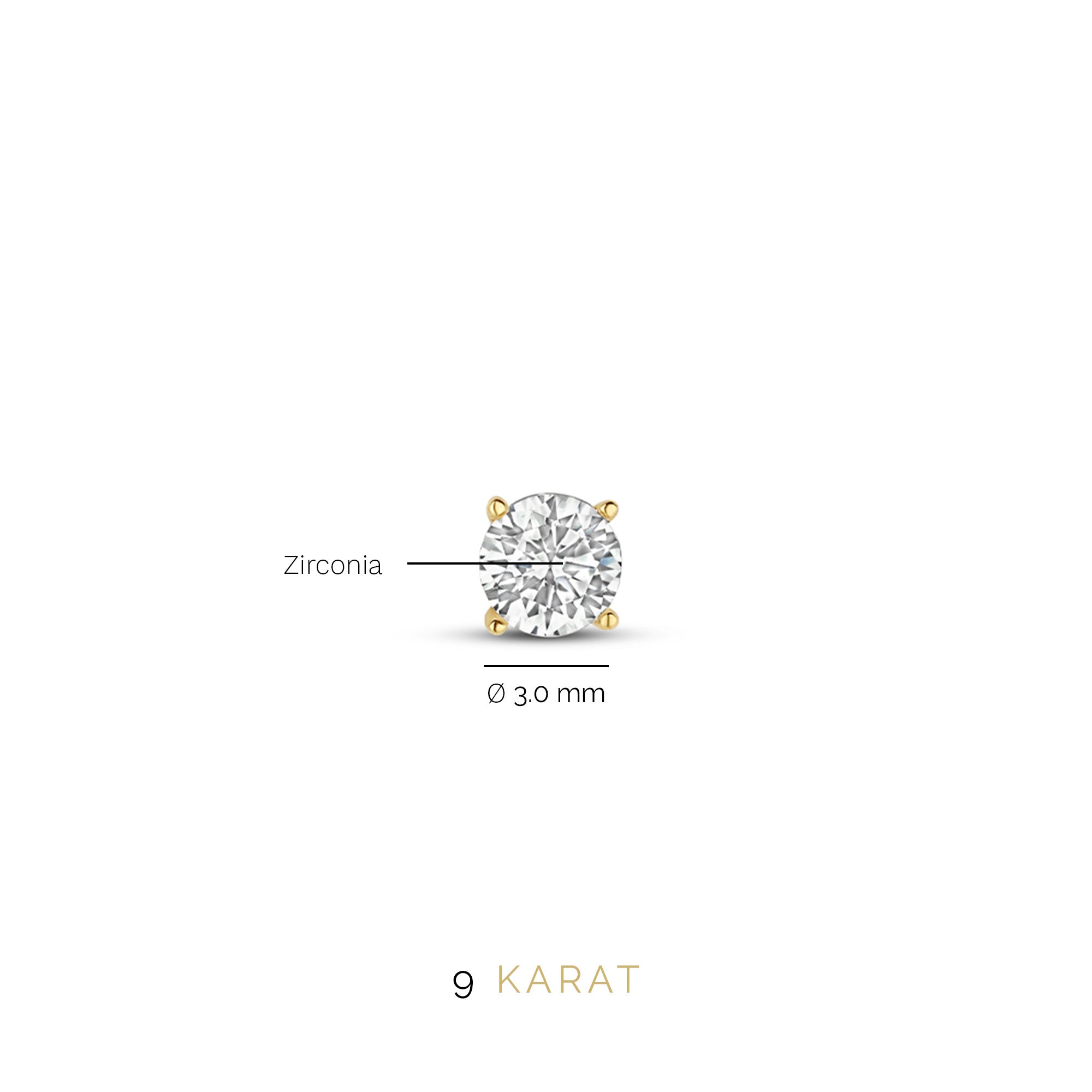 Beloro Jewels Monte Napoleone Stella 9 carat gold Ear Studs BO360013