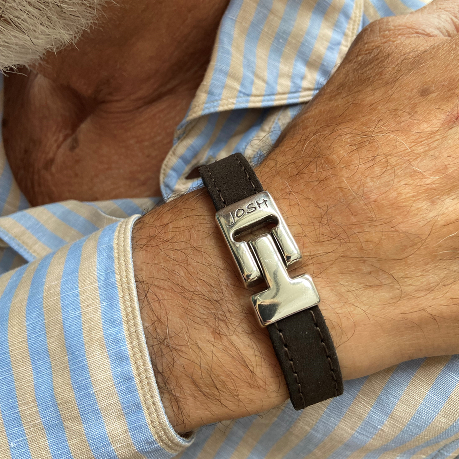 Josh Brown Leather Bracelet 25037SL/BRWN/MED