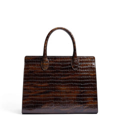 Isabel Bernard Honoré Nadine croco brown calfskin leather handbag with 13 inch laptop compartment IB25110-230-13