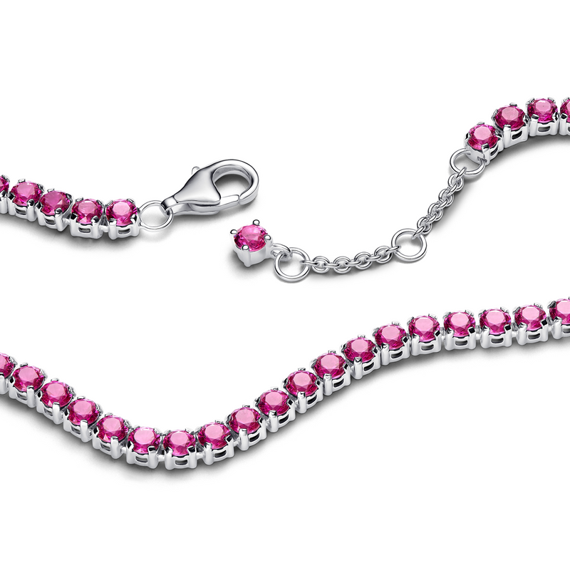 Pandora Timeless 925 Sterling Silver Sparkling Pink Tennis Bracelet 591469C04-18-zoom-