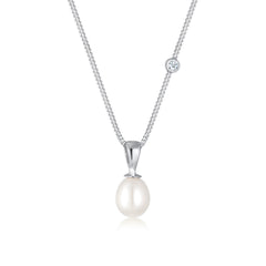 Elli 925 Sterling Silver Pearl Necklace with Diamond 2004-BF-0008078-001