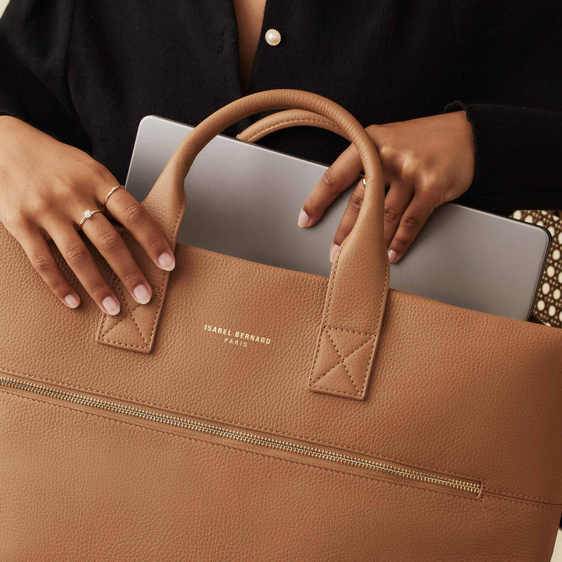 Isabel Bernard Honoré Anique Kamelfarbene Kalbsleder Handtasche IB25062-zoom-