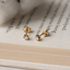 Isabel Bernard De la Paix Emily 14 Carat Golden Ear Studs | diamond 0.10 ct | IBD360007